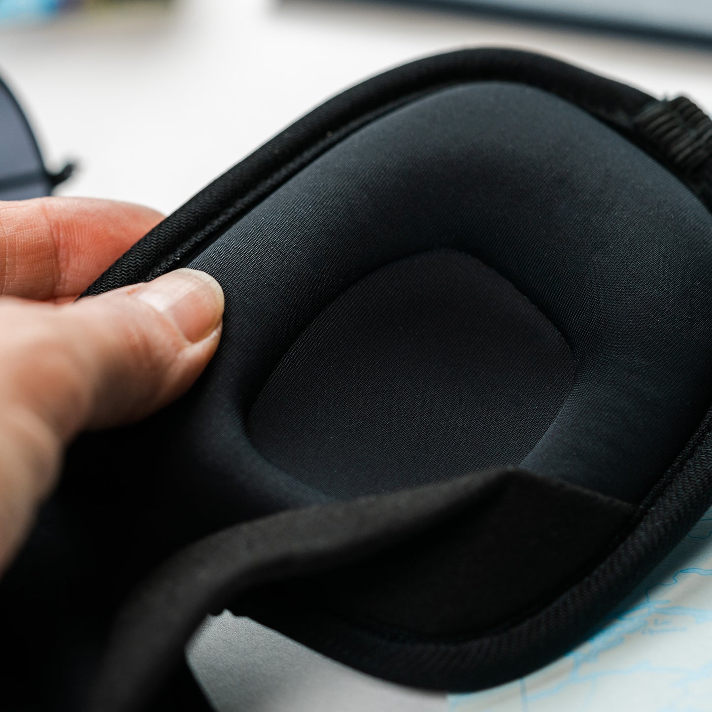 Close up view of memory foam feature of the ALLasleep 3D mask